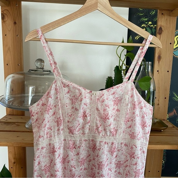 Vintage Laura Ashley Pink Floral Shabby Chic Cottage Core Mini 90’s Dress - Picture 5 of 15